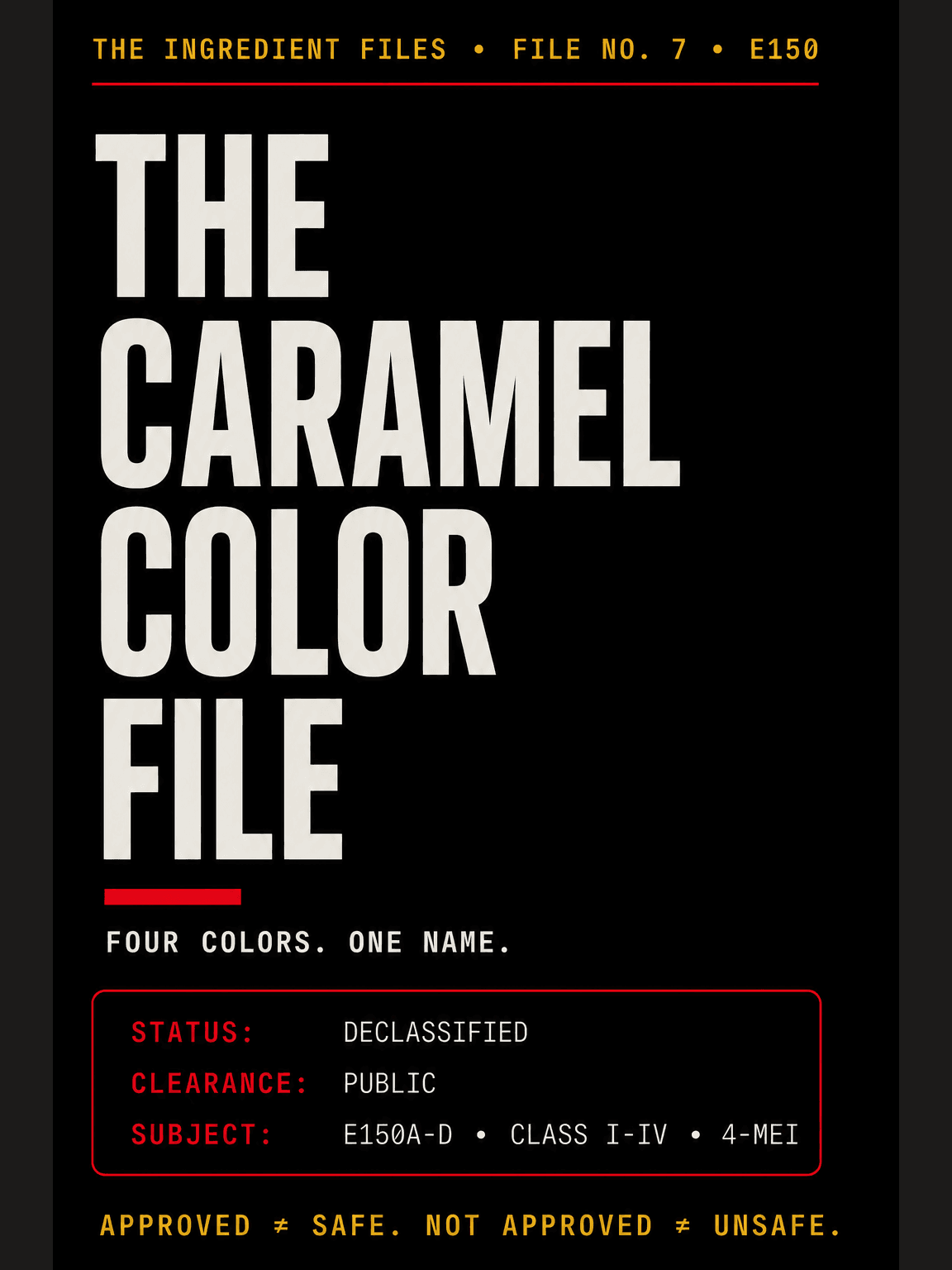Ebook cover: The Caramel Color File: Four Colors. One Name.