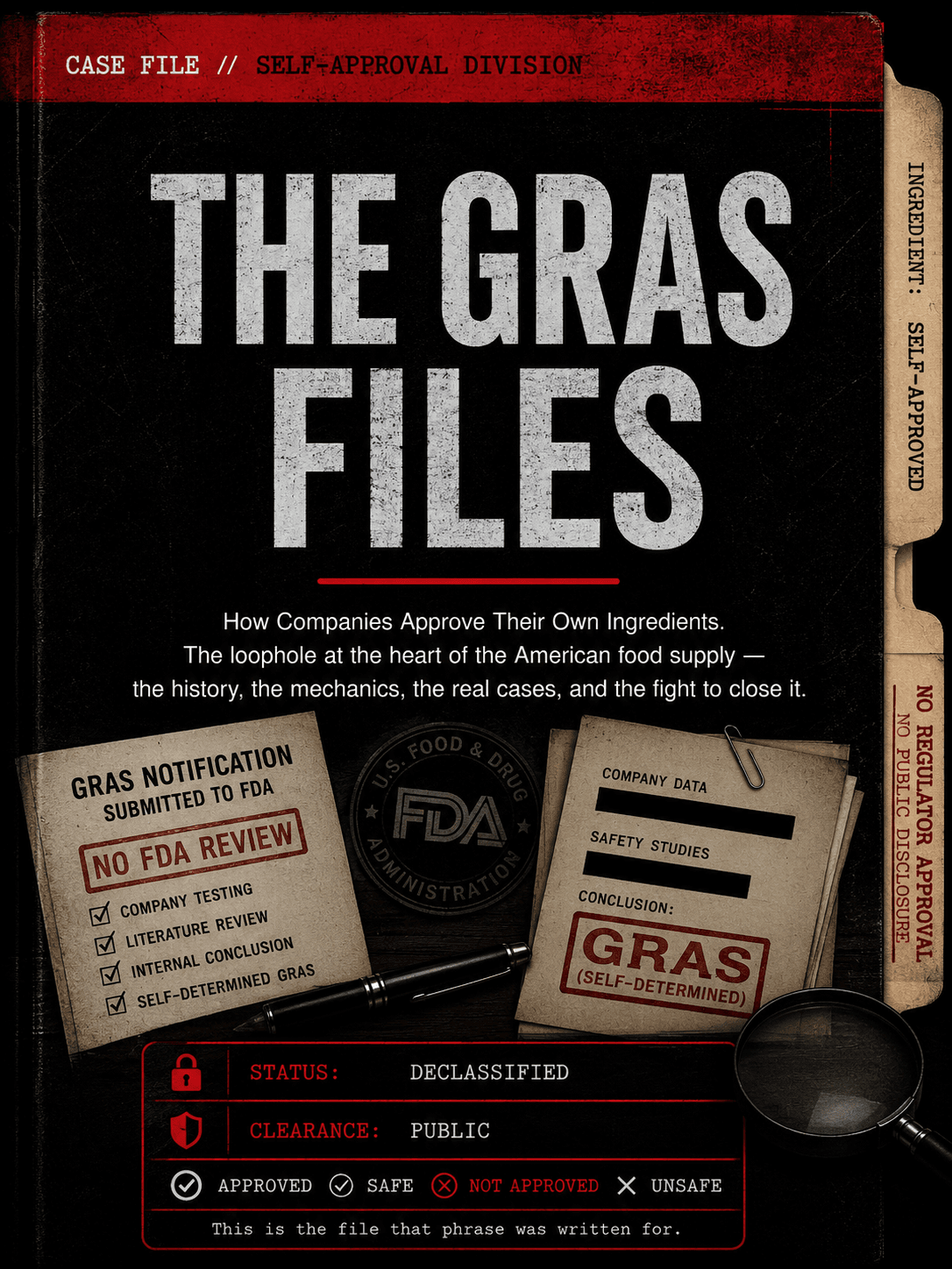Ebook cover: The GRAS Files: How Companies Approve Their Own Ingredients