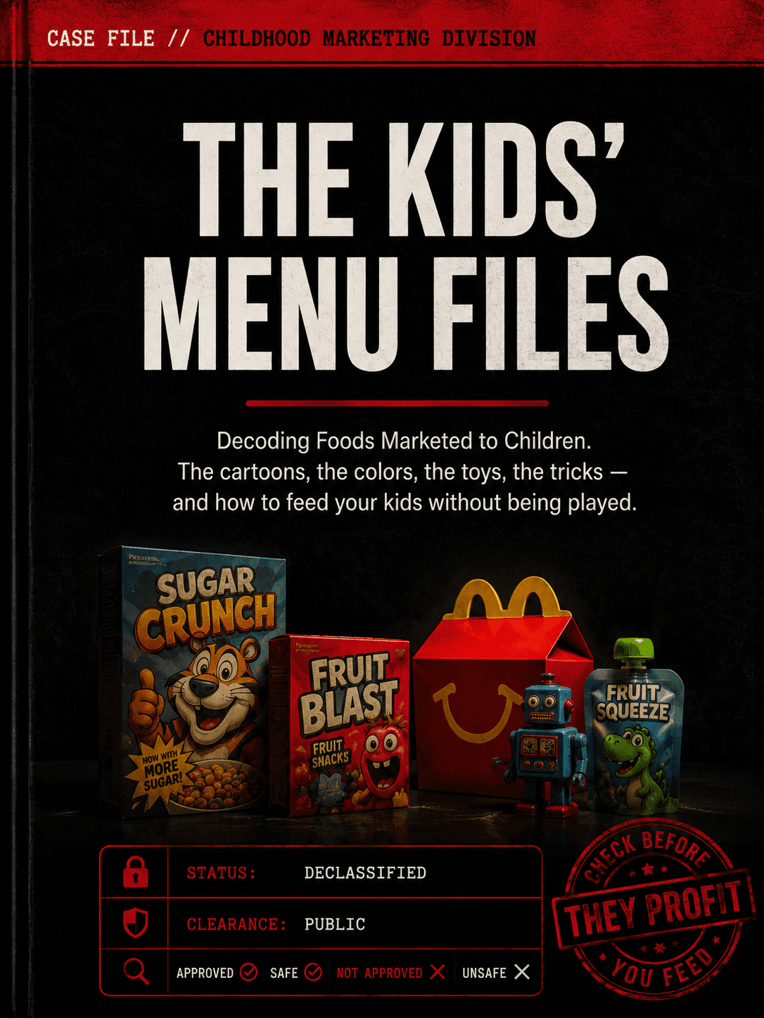 Ebook cover: The Kids' Menu Files: Decoding Foods Marketed to Children