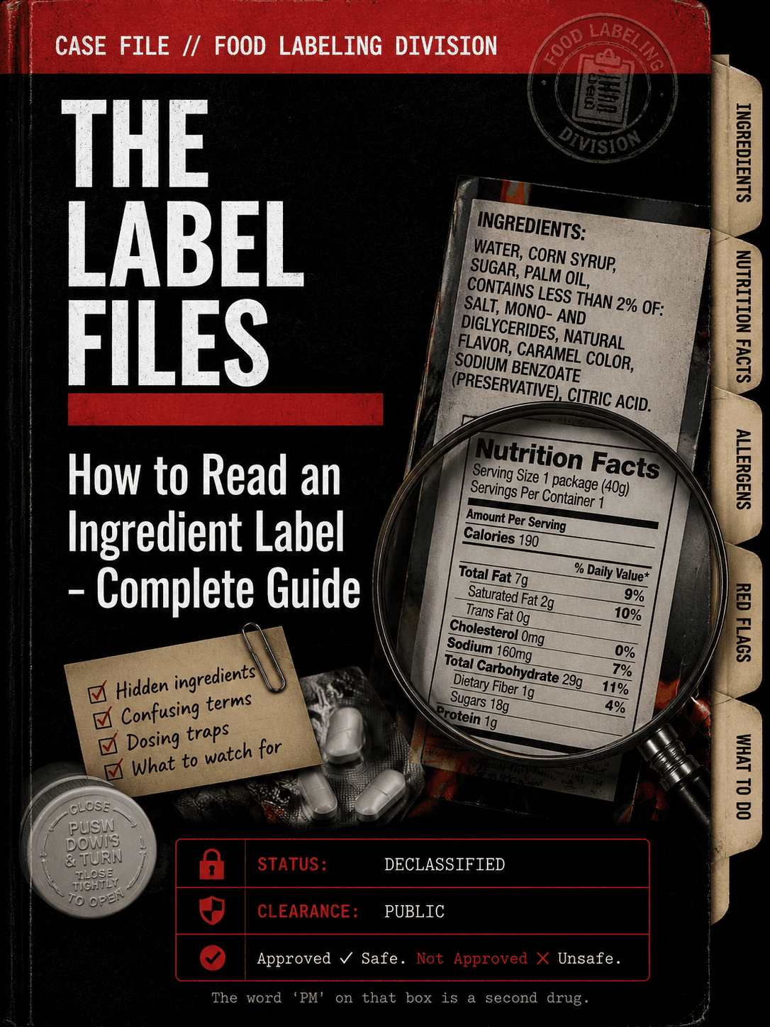 Ebook cover: The Label Files: How to Read an Ingredient Label – Complete Guide
