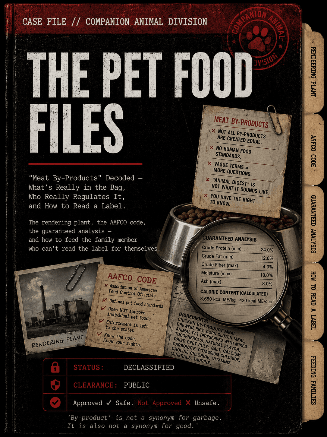 Ebook cover: The Pet Food Files: Meat By-Products, AAFCO & Reading the Bag