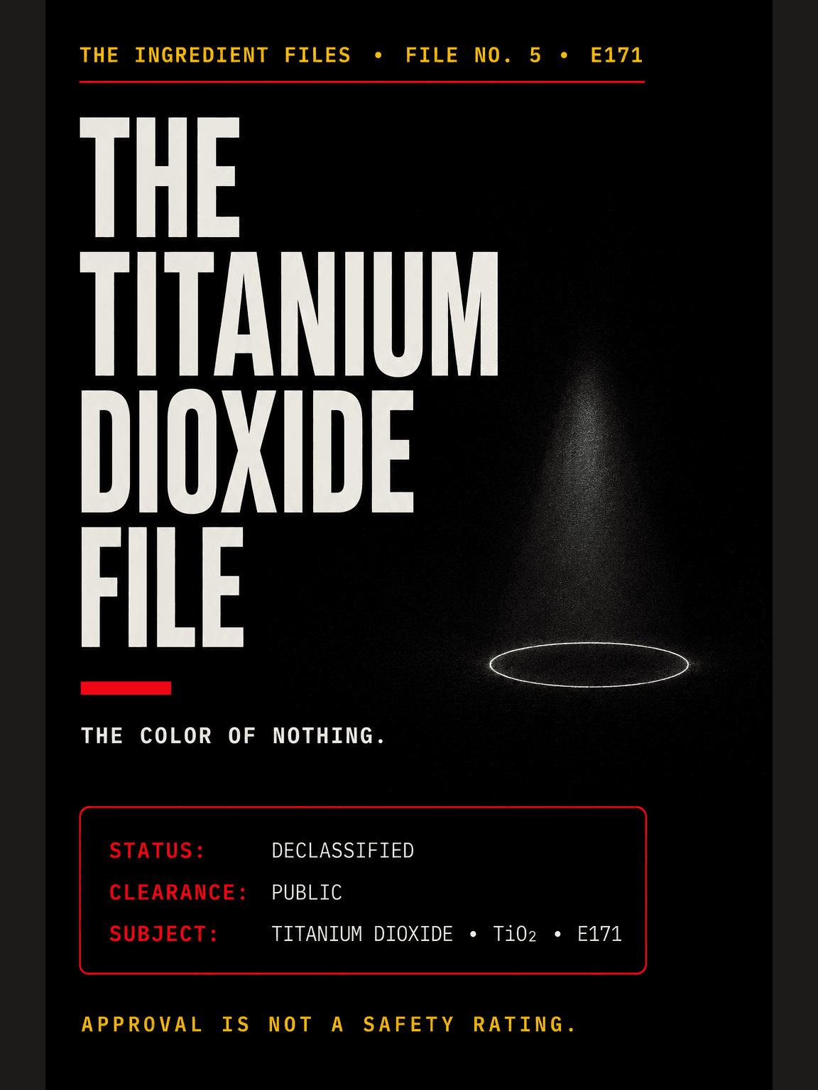 Ebook cover: The Titanium Dioxide File: The Color of Nothing.