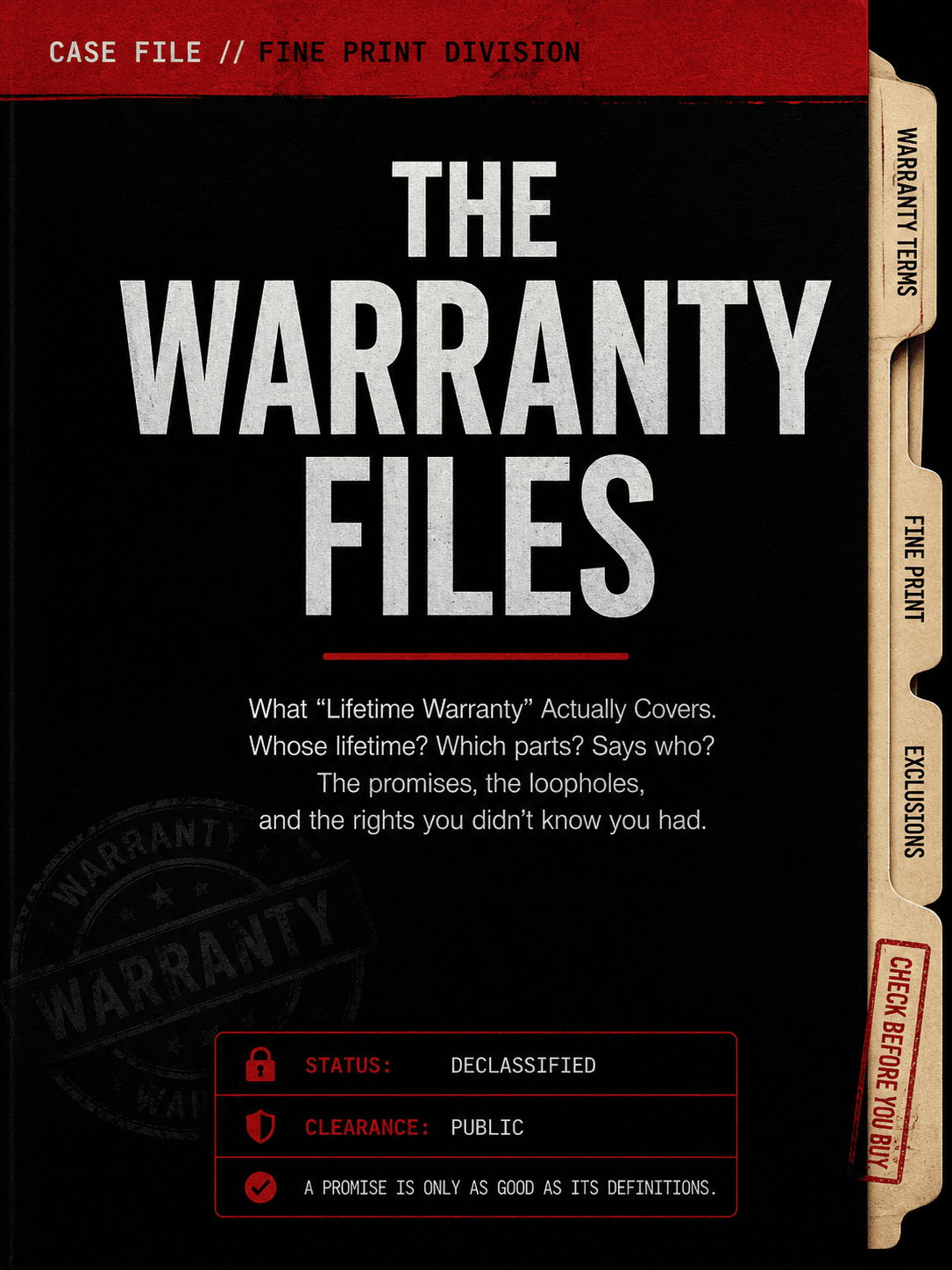 Ebook cover: The Warranty Files: What the Fine Print Really Covers